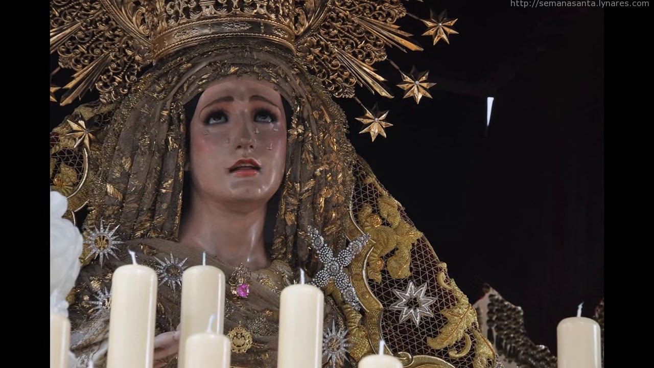Primer plano de Ntra. Sra. del Rosario bajo palio, aparecido en el vídeo publicado por Germán Muñoz.